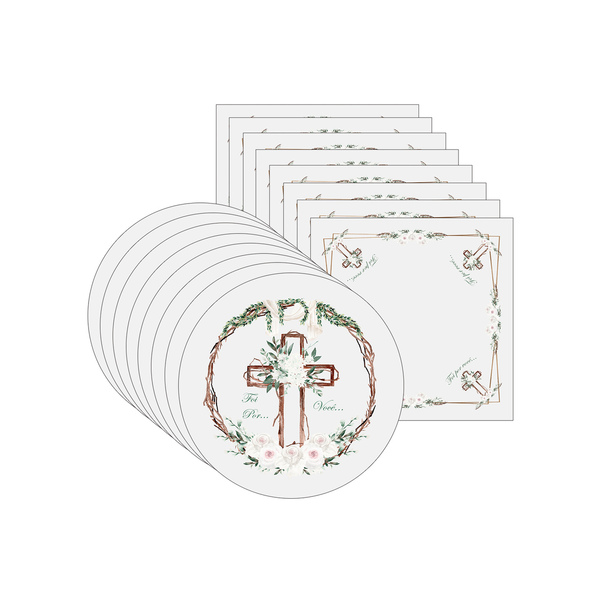 Kit Sousplat + Guardanapo Páscoa Cristã - 8 Peças - Sem Base