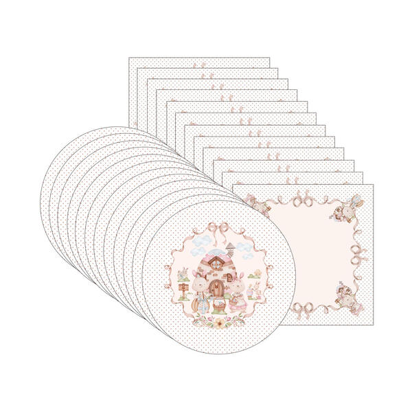 Kit Sousplat + Guardanapo Páscoa Feliz - 12 Peças - Sem Base