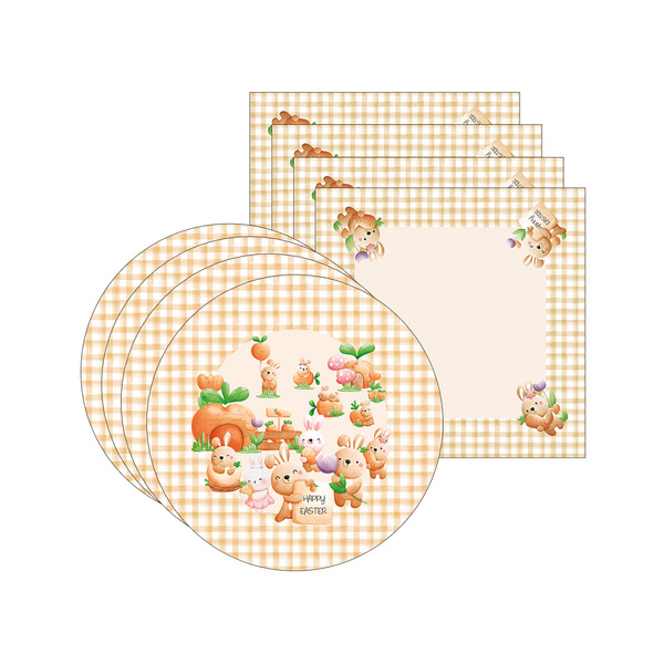 Kit Sousplat + Guardanapo Páscoa Infantil - 4 Peças - Sem Base