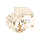 Kit Sousplat + Guardanapo Páscoa Jardim - 8 Peças - Sem Base