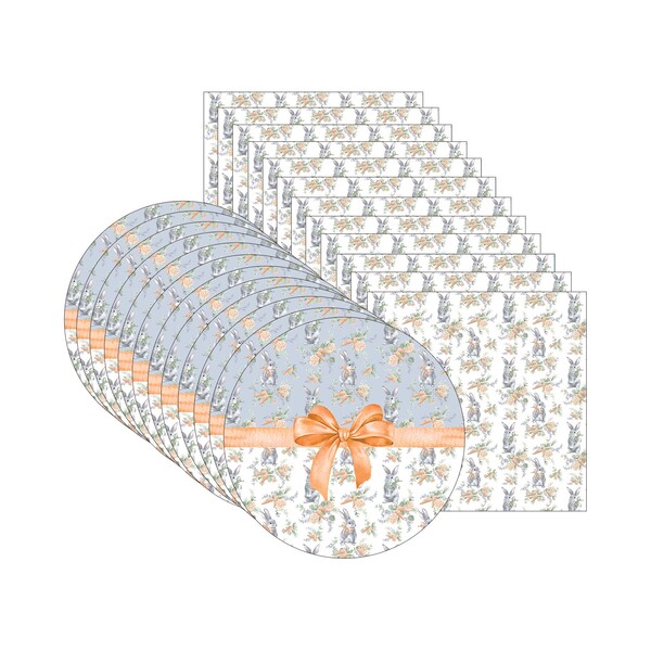 Kit Sousplat + Guardanapo Páscoa Laço - 12 Peças - Sem Base