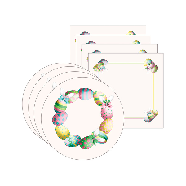 Kit Sousplat + Guardanapo Páscoa Ovos - 4 Peças - Sem Base