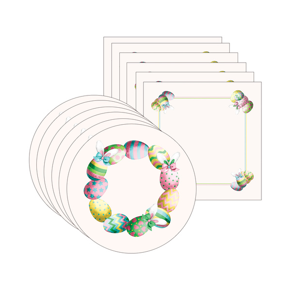 Kit Sousplat + Guardanapo Páscoa Ovos - 6 Peças - Sem Base