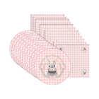 Kit Sousplat + Guardanapo Páscoa Rosa Xadrez - 12 Peças - Com