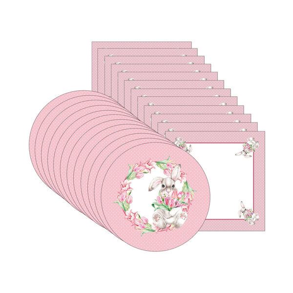 Kit Sousplat + Guardanapo Páscoa Tulipa - 12 Peças - Sem Base