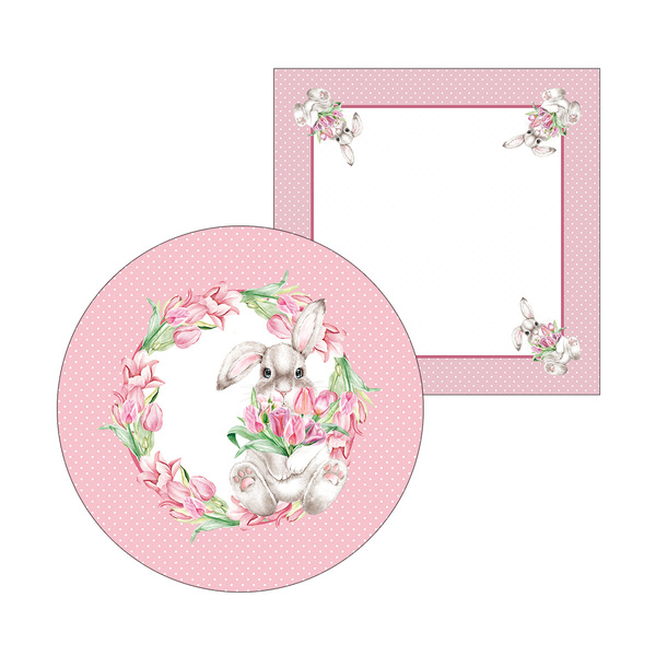 Kit Sousplat + Guardanapo Páscoa Tulipa - 2 Peças - Com Base