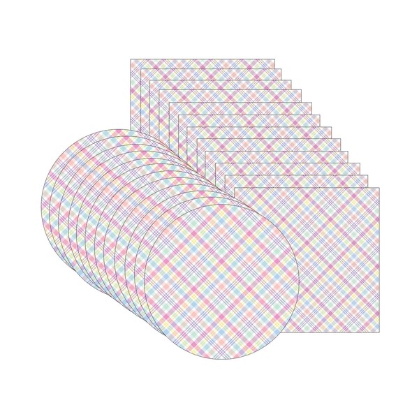 Kit Sousplat + Guardanapo Páscoa Xadrez Colorido - 12 Peças -