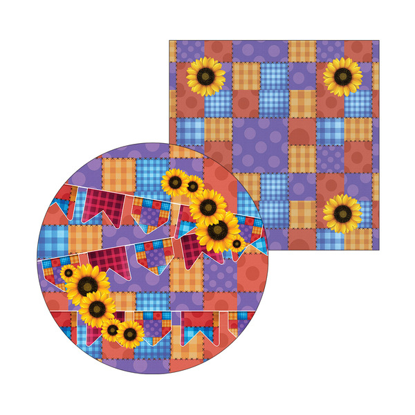 Kit Sousplat + Guardanapo Patchwork Girassol - 1 Peça - Sem B