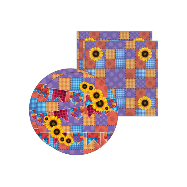 Kit Sousplat + Guardanapo Patchwork Girassol - 2 Peças - Com
