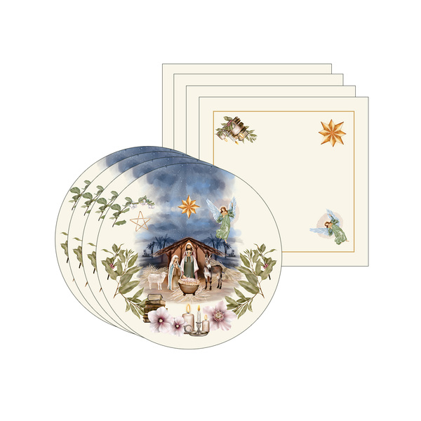 Kit Sousplat + Guardanapo Presépio3 - 4 Peças - Sem Base