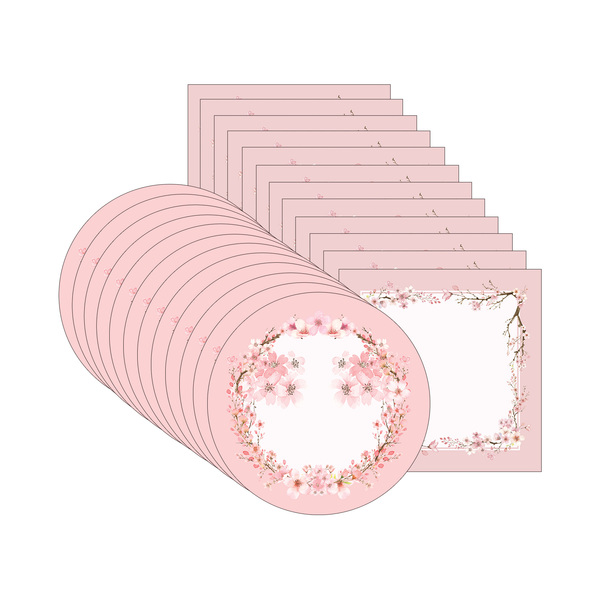 Kit Sousplat + Guardanapo Sakura Rosa - 12 Peças - Sem Base