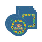 Kit Sousplat + Guardanapo São João Azul - 4 Peças - Com Base