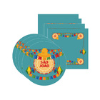 Kit Sousplat + Guardanapo São João Verde - 4 Peças - Com Base
