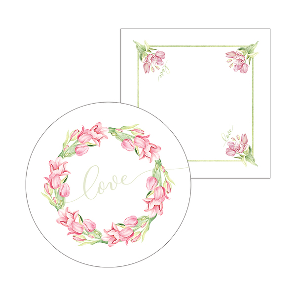 Kit Sousplat + Guardanapo Tulipas Love - 1 Peça - Sem Base