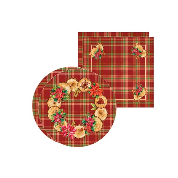 Kit Sousplat + Guardanapo Wood - 2 Peças - Com Base