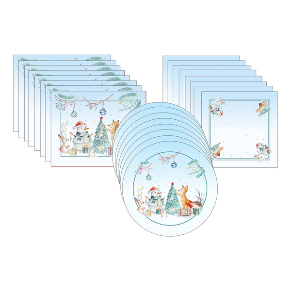 Kit Sousplat + Jogo Americano + Guardanapo Animais - 8 Peças