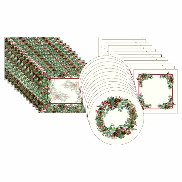 Kit Sousplat + Jogo Americano + Guardanapo Arbusto - 12 Peças