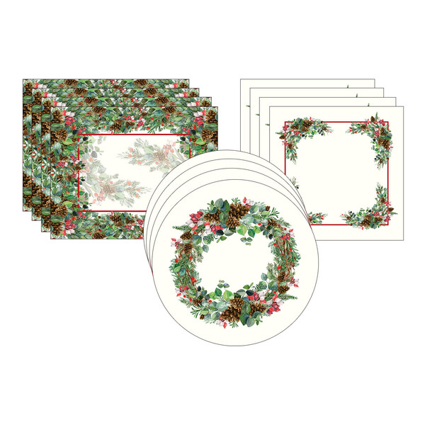 Kit Sousplat + Jogo Americano + Guardanapo Arbusto - 4 Peças