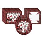 Kit Sousplat + Jogo Americano + Guardanapo Bola Vermelha