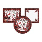 Kit Sousplat + Jogo Americano + Guardanapo Bola Vermelha - 1