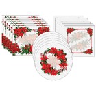 Kit Sousplat + Jogo Americano + Guardanapo Flor Natal - 12 Pe