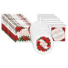 Kit Sousplat + Jogo Americano + Guardanapo Flor Natal - 12 Pe