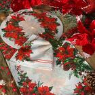 Kit Sousplat + Jogo Americano + Guardanapo Flor Natal - 4 Peç