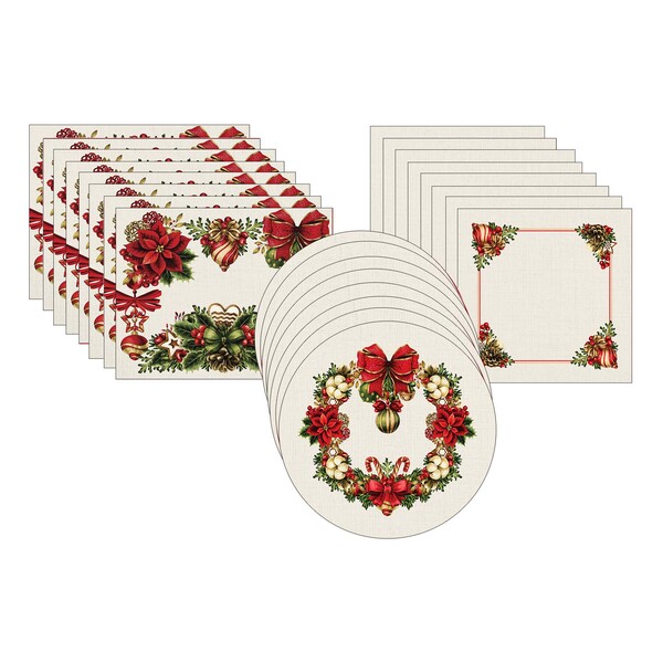 Kit Sousplat + Jogo Americano + Guardanapo Green Red - 8 Peça