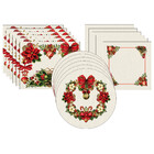 Kit Sousplat + Jogo Americano + Guardanapo Green Red - 8 Peça