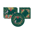 Kit Sousplat + Jogo Americano + Guardanapo Pássaro Verde - 6