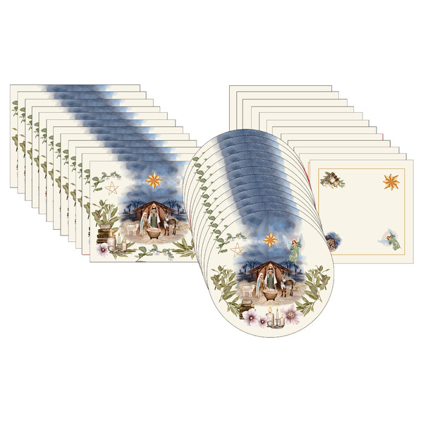 Kit Sousplat + Jogo Americano + Guardanapo Presépio3 - 12 Peç
