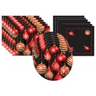 Kit Sousplat + Jogo Americano + Guardanapo Preto Vermelho - 4