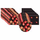 Kit Sousplat + Jogo Americano + Guardanapo Preto Vermelho - 8