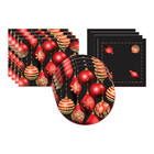 Kit Sousplat + Jogo Americano + Guardanapo Preto Vermelho - 8