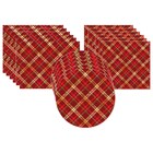 Kit Sousplat + Jogo Americano + Guardanapo Xadrez Vermelho/do