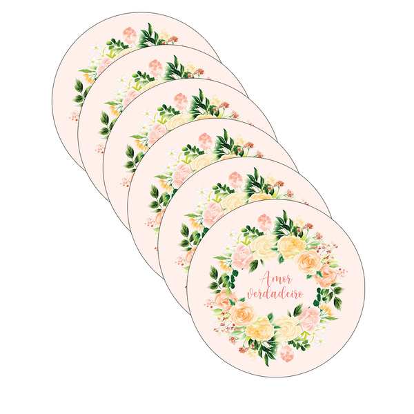 Kit Sousplat Amor Verdadeiro - 6 Peças - Com Base