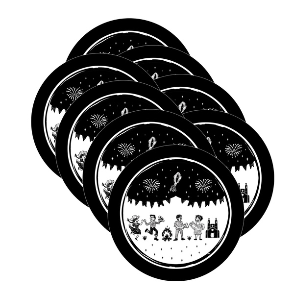 Kit Sousplat Cordel Junino - 8 Peças - Com Base