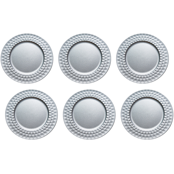 Kit Sousplat Craquelado Prata 33cm 6 Unidades Class Home