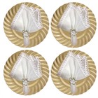 Kit Sousplat Dourado Wave, Guardanapo Cambraia De Linho E Ane