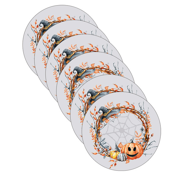 Kit Sousplat Halloween Abobora - 6 Peças - Com Base