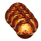 Kit Sousplat Halloween Abobora Fantasma - 8 Peças - Com Base