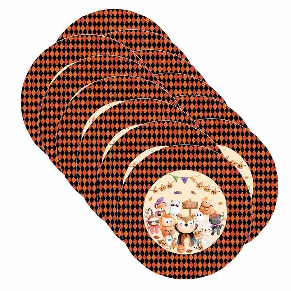 Kit Sousplat Halloween Infantil - 12 Peças - Com Base