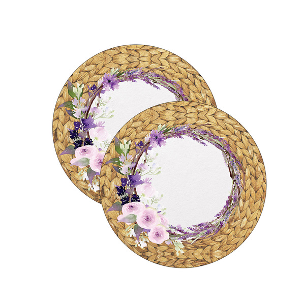 Kit Sousplat Lavanda Rústico - 2 Peças - Com Base