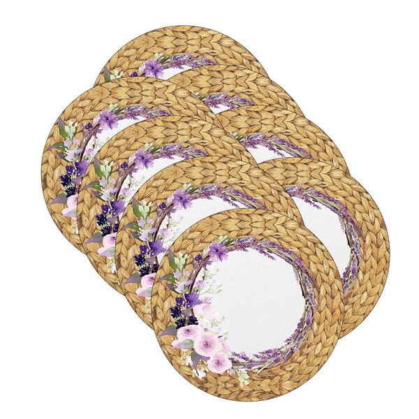 Kit Sousplat Lavanda Rústico - 8 Peças - Sem Base