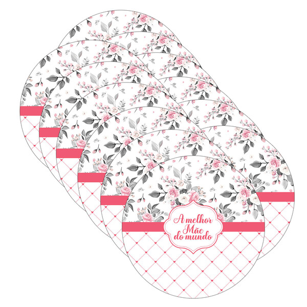 Kit Sousplat Melhor Mãe Do Mundo - 12 Peças - Com Base
