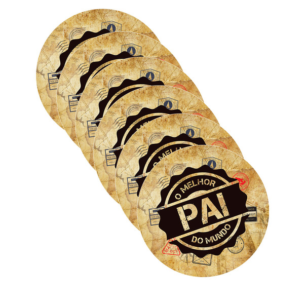 Kit Sousplat Melhor Pai Do Mundo - 6 Peças - Com Base