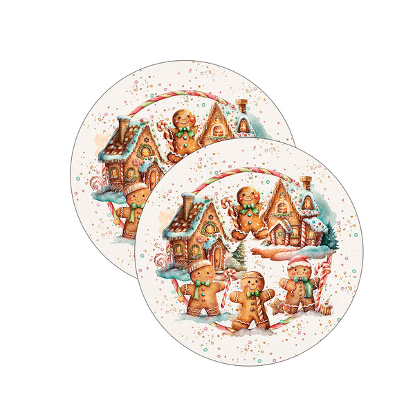 Kit Sousplat Natal Biscoito Fundo Branco - 2 Peças - Com Base