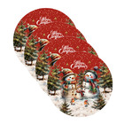 Kit Sousplat Natal Boneco De Neve Ii - 4 Peças - Sem Base