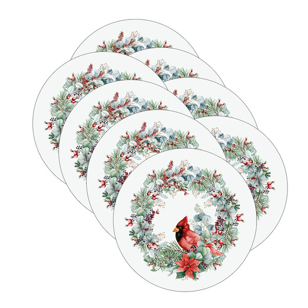 Kit Sousplat Natal Cardinal - 8 Peças - Sem Base