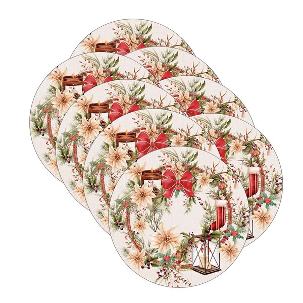 Kit Sousplat Natal Christmas Vintage - 8 Peças - Sem Base